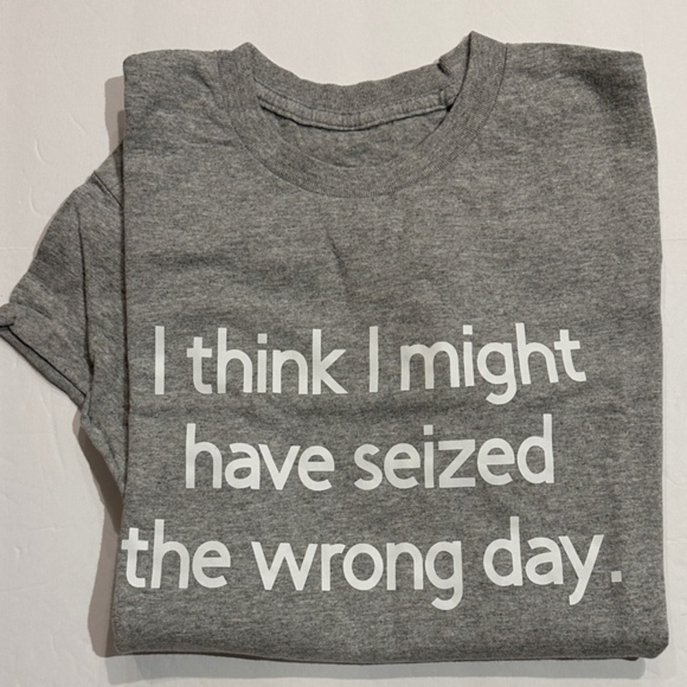 Gray Graphic T-Shirt with Humorous Text